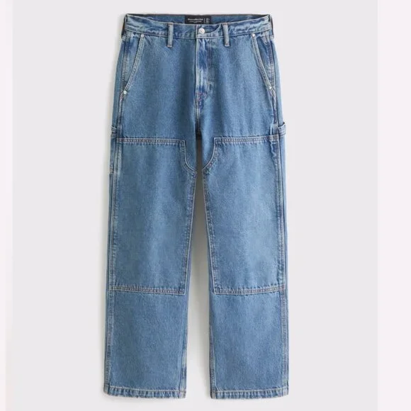 Abercrombie & Fitch 90s Loose Baggy Workwear Carpenter Relaxed Fit Jeans 34x32 - Picture 2 of 10